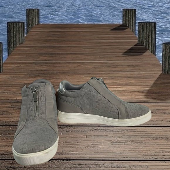 Ryka sneakers/shoes size 8 M gray with zipper front wedge style comfort footbed - Picture 3 of 10